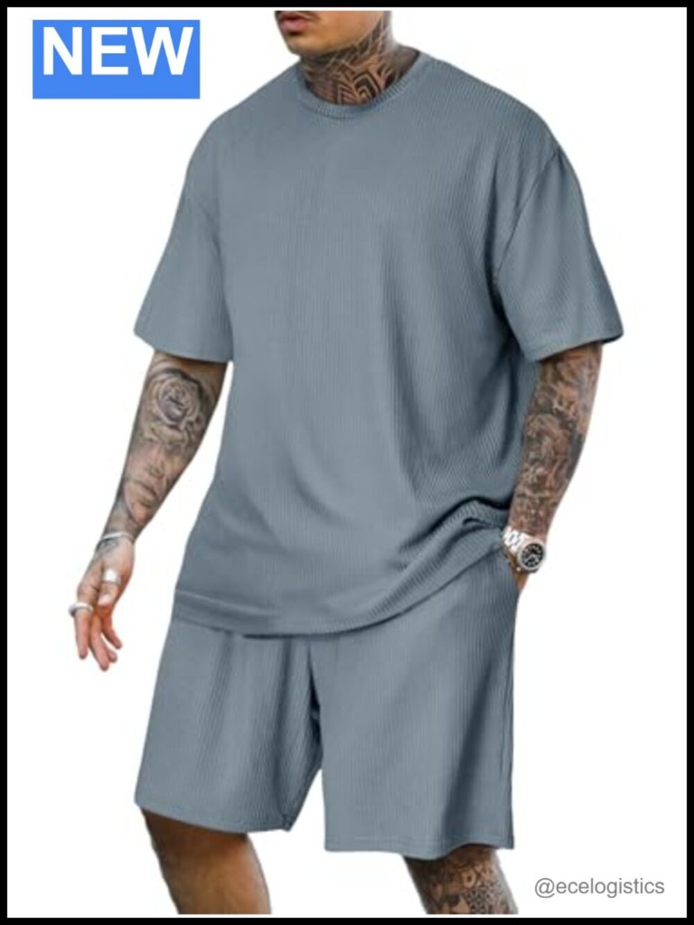 Oversize Short Sleeve Tracksuit Set, 2 Piece Athletic Outfit with Pockets